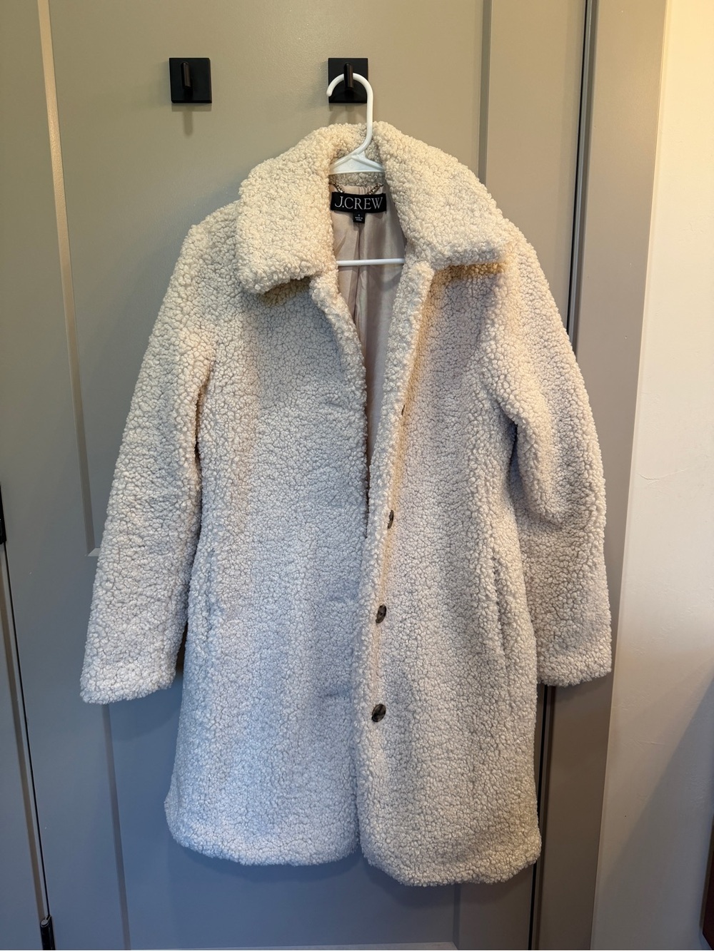 J. Crew Cream Sherpa Teddy Coat
